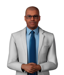 Male doctor in a lab coat with glasses on, he is smiling