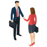 Isometric man woman handshake (300 x 300 px)