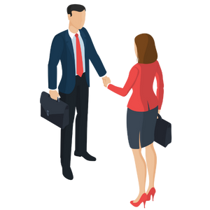 Isometric man woman handshake (300 x 300 px)