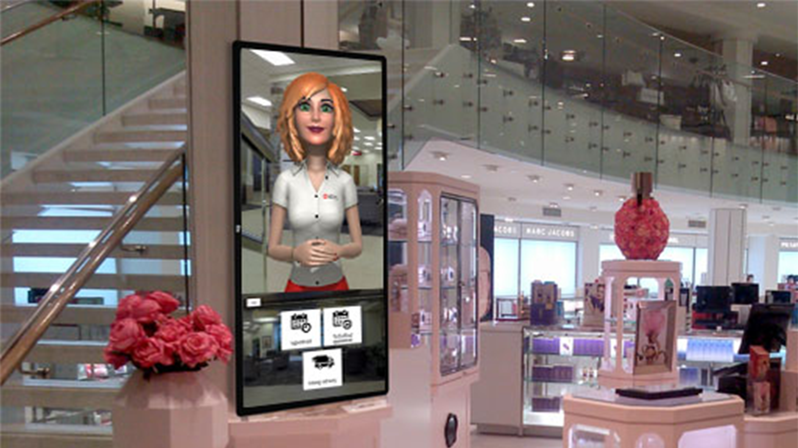 prsonas hologram on a kiosk screen in a macy's store