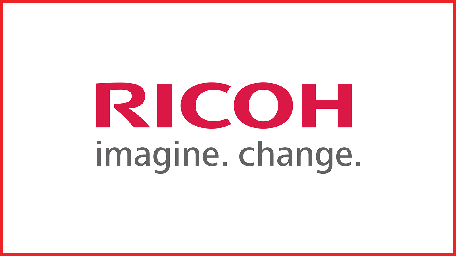 richoh logo with red border. it says 